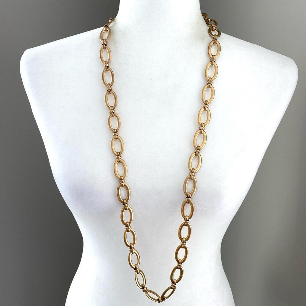 Chico’s long gold tone chain statement necklace
